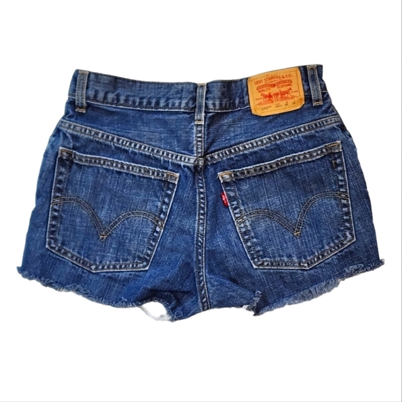 Levi's 550 Cutoff Jean Shorts Midrise Size 16R Blue - Picture 2 of 4